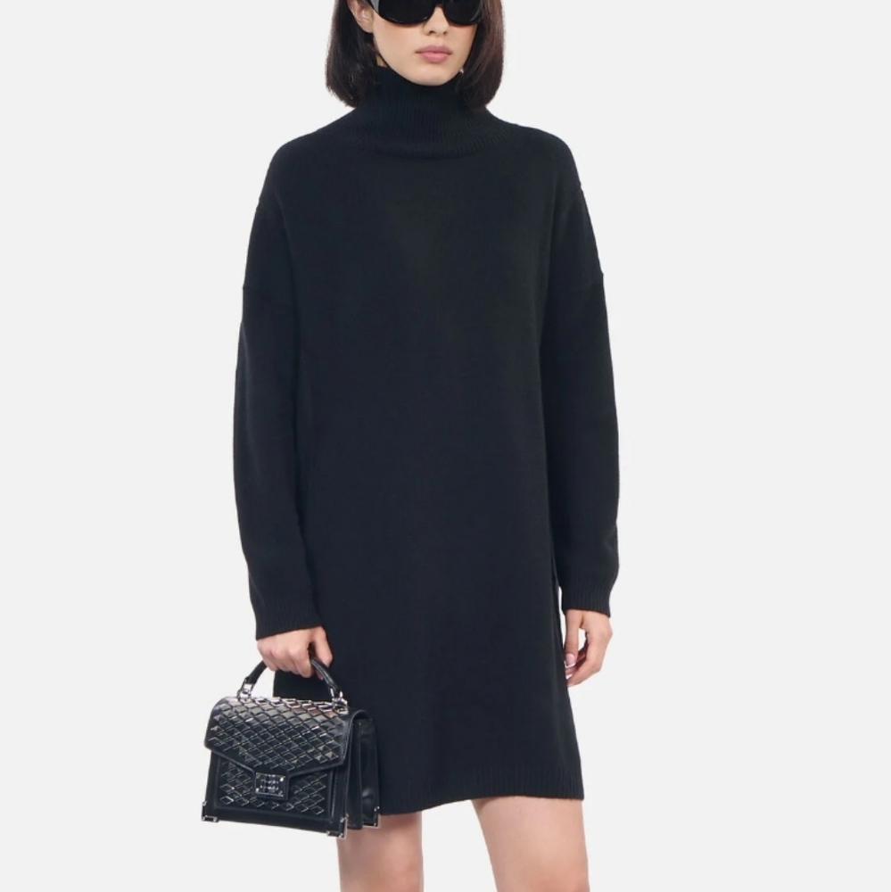 ESCADA SPORT Elegant  Black Cashmere Turtleneck Sweater Dress